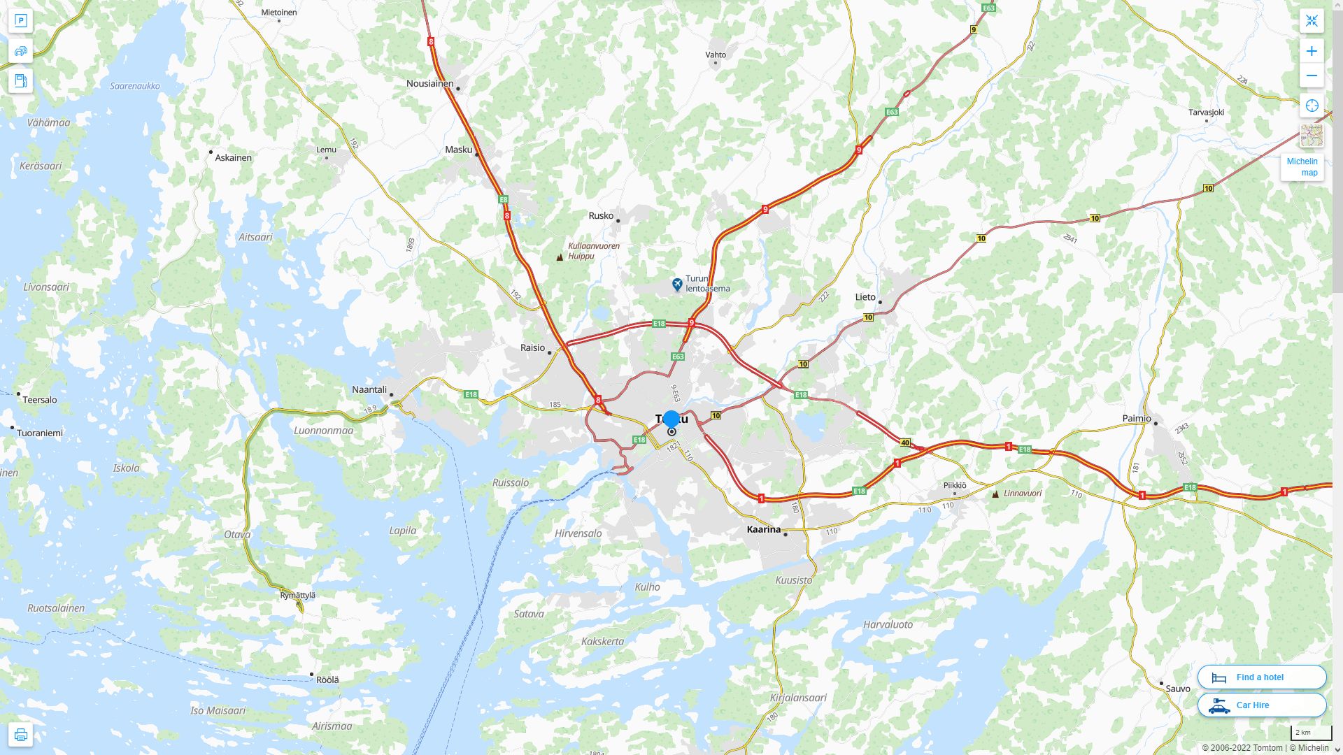 Turku Finlande Autoroute et carte routiere